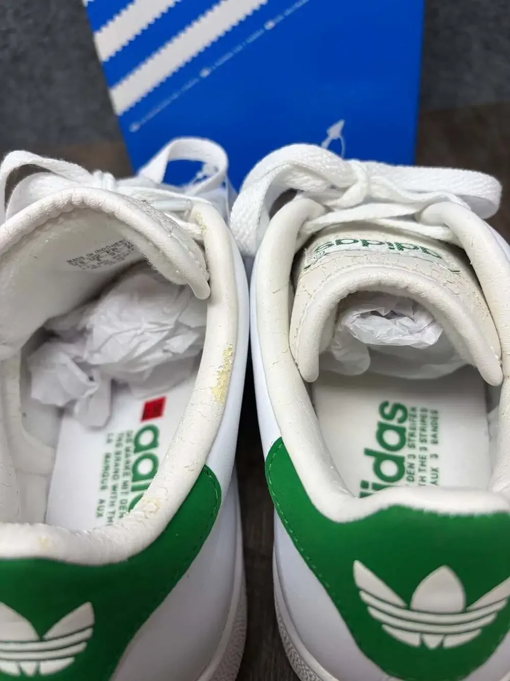 Adidas Stan Smith Womens 7.5 Youth 6 White Green Leather Sneakers NIB READ